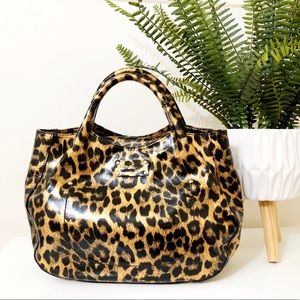 Kate Spade leopard print patent leather satchel